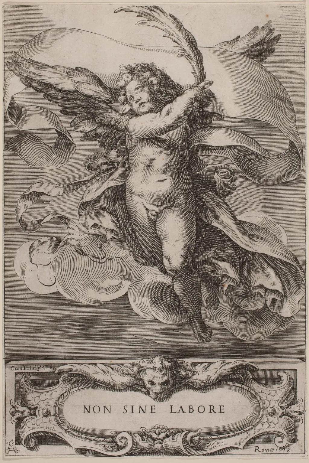 An Allegorical Figure: Non sine labore, by Cherubino Alberti, ink, 1628