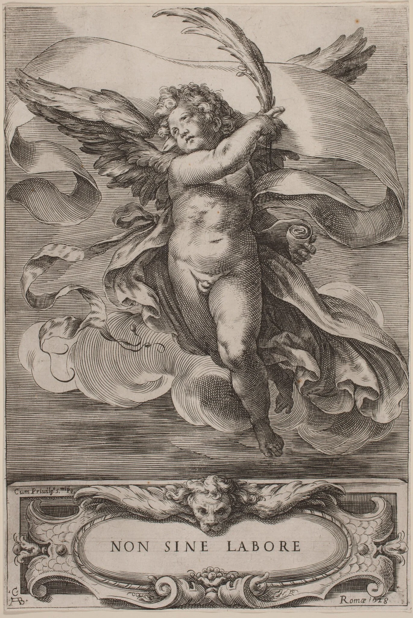 An Allegorical Figure: Non sine labore, detail