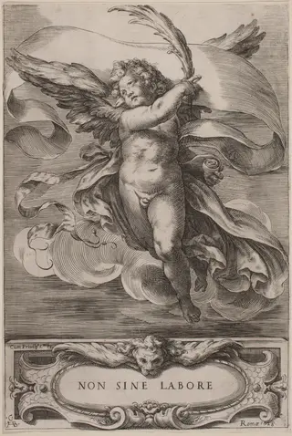 An Allegorical Figure: Non sine labore, by Cherubino Alberti, ink, 1628