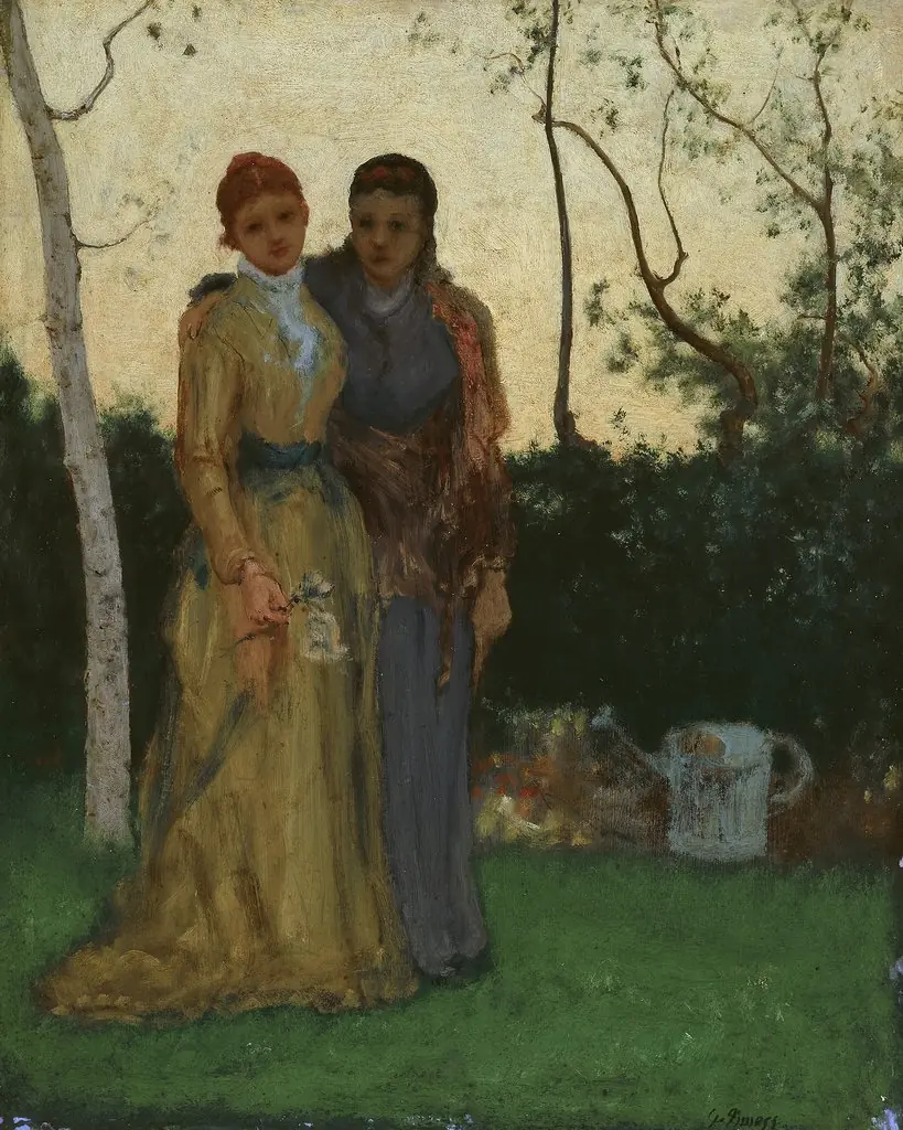 Two Sisters in the Garden, by George Inness, oil, 1892