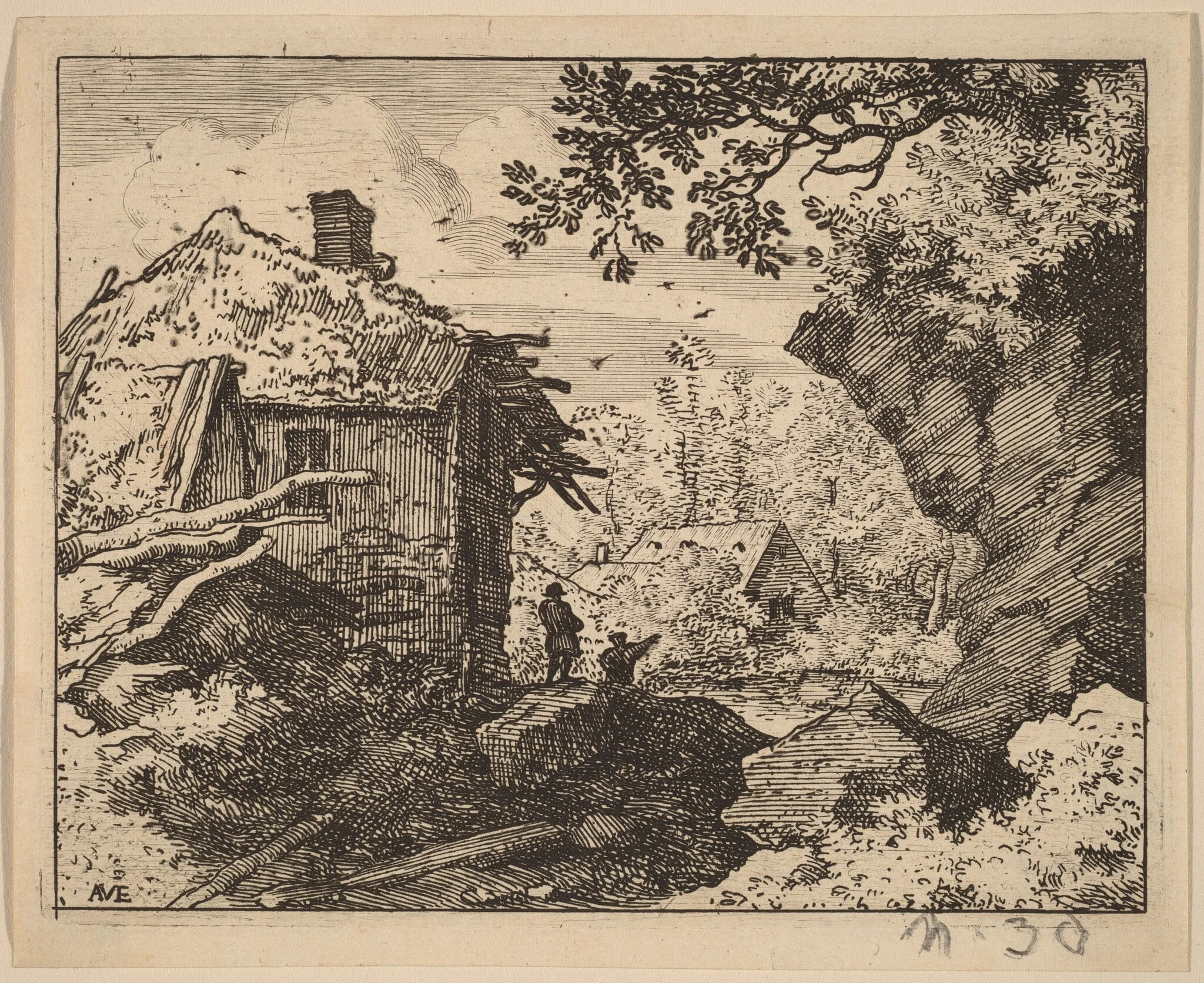 Straw Hut Seen from Behind, detail