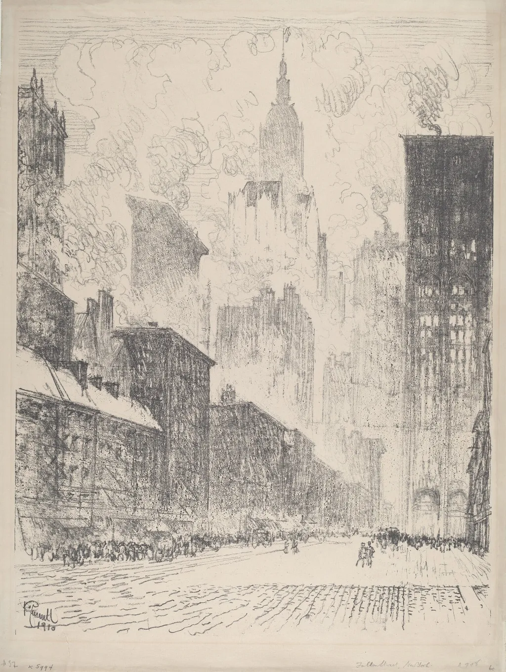 From Fulton Street, by Joseph Pennell, ink, 1910