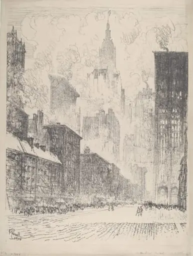 From Fulton Street, by Joseph Pennell, ink, 1910