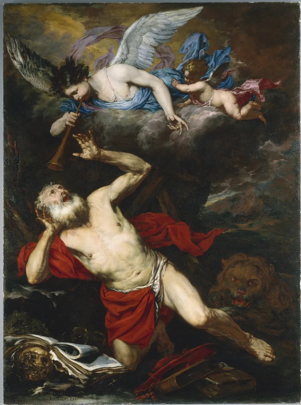 The Vision of Saint Jerome, by Giovan Battista Langetti, oil, 1660