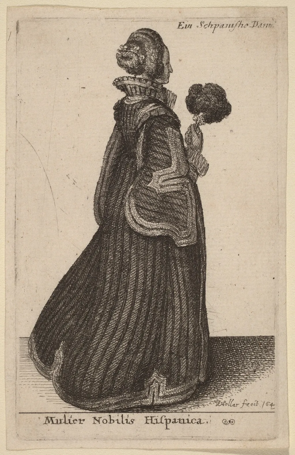 Mulier Nobilis Hispanica (Spanish Noblewoman), by Wenceslaus Hollar, ink, 1649