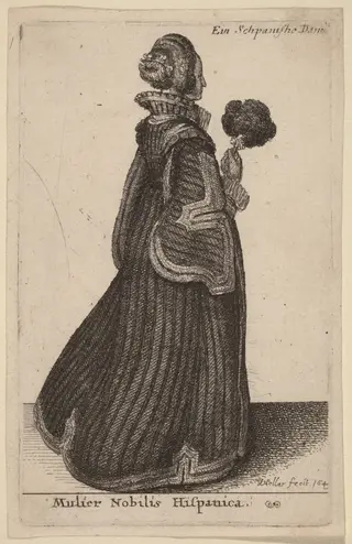 Mulier Nobilis Hispanica (Spanish Noblewoman), by Wenceslaus Hollar, ink, 1649