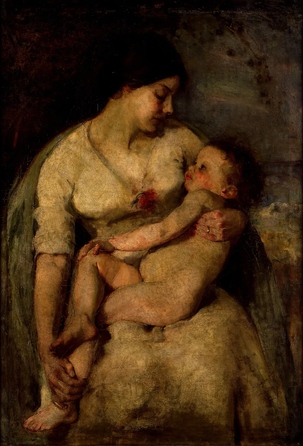 Mother and child, by Grace Joel, oil, 1910