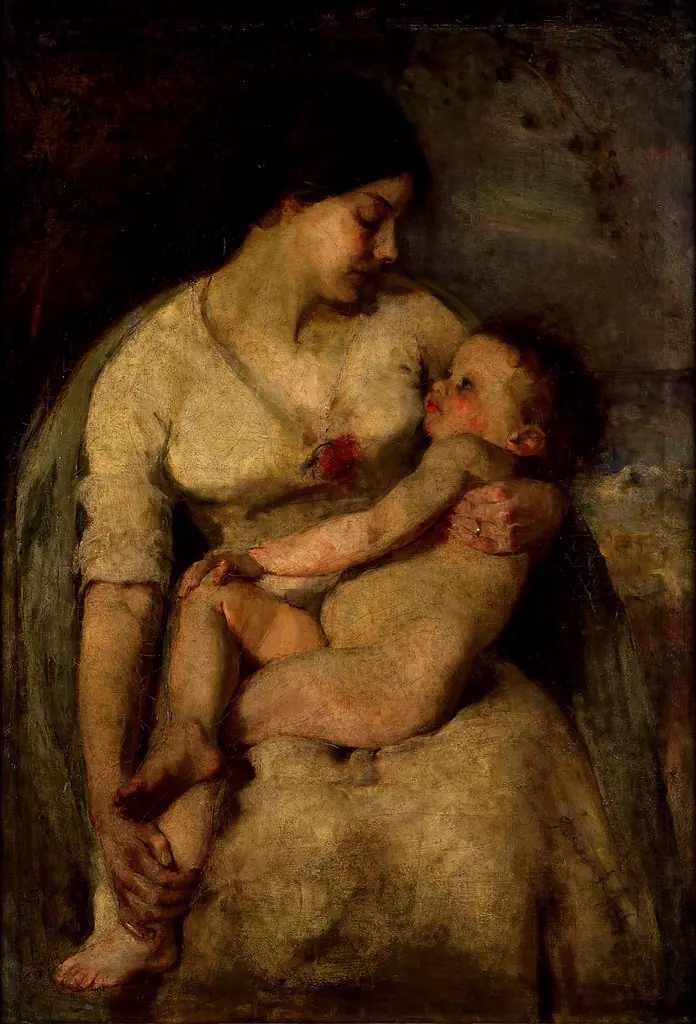 Mother and child, by Grace Joel, oil, 1910