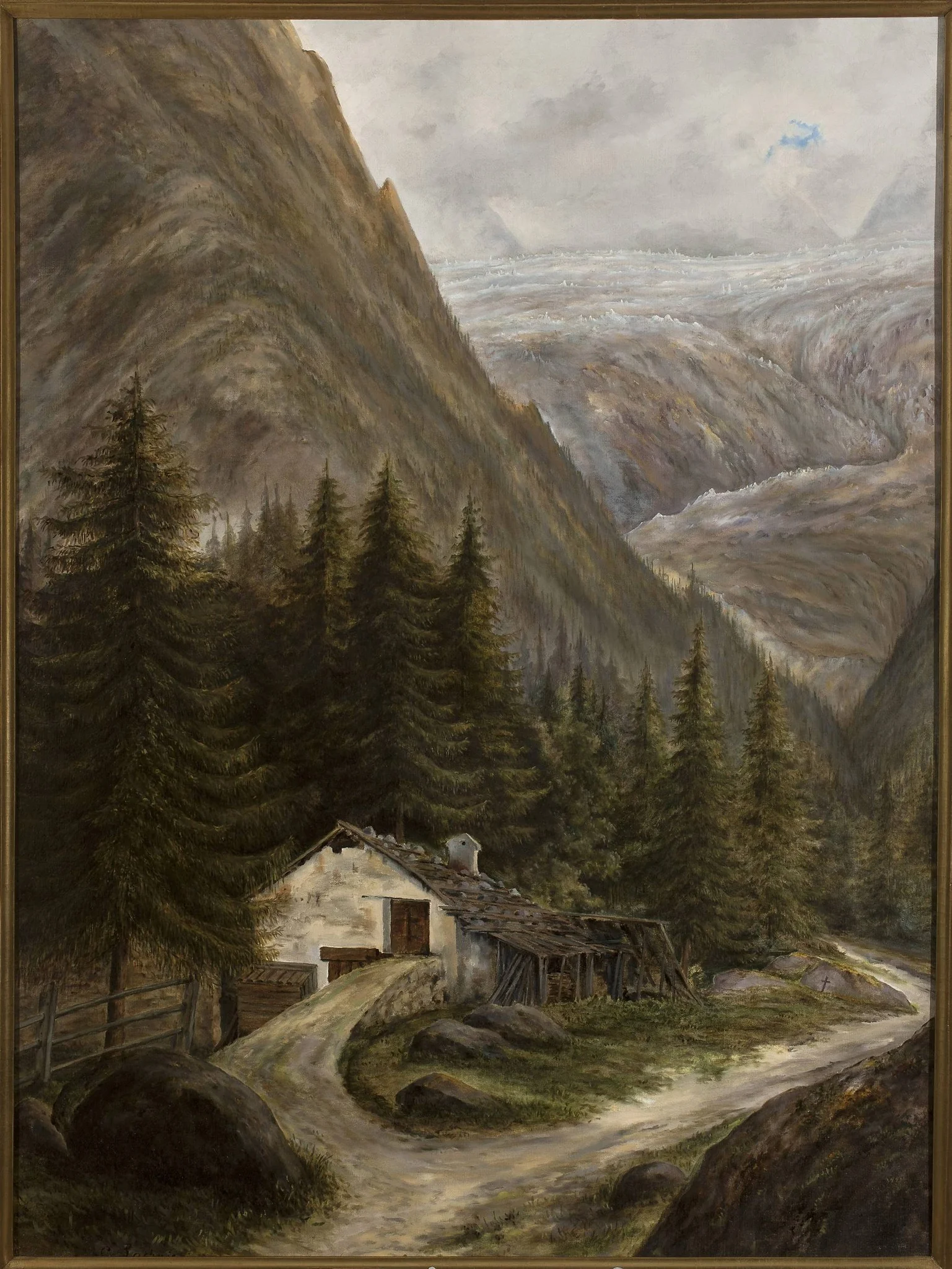 Mountain landscape with a cottage – Aosta Valley, detail