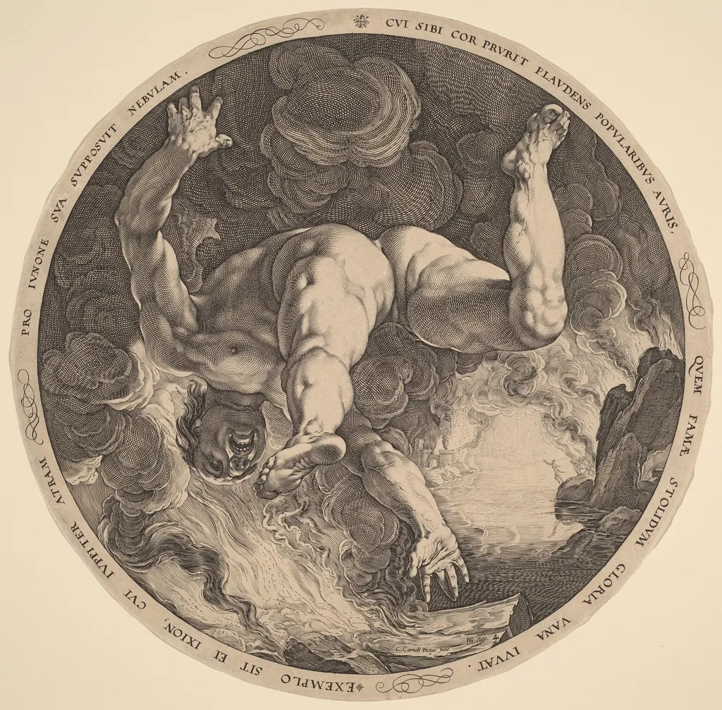 Ixion, by Hendrick Goltzius, ink, 1588
