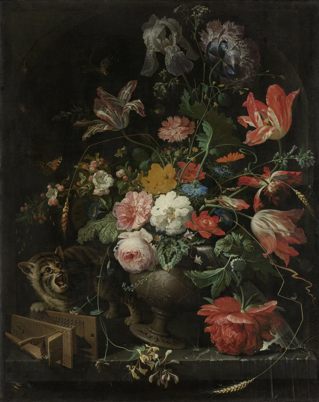 The Overturned Bouquet, by Abraham Mignon, oil, 1670