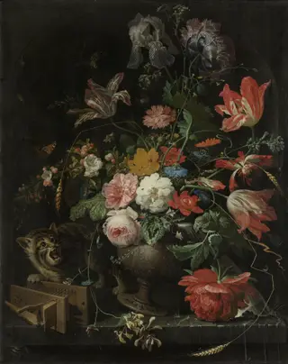 The Overturned Bouquet, by Abraham Mignon, oil, 1670