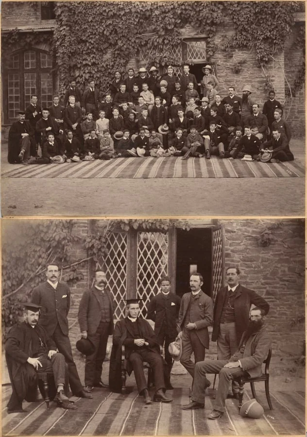 Principal and Teachers of Bishop Cotton School, Shimla (recto); Middle Class Students and Staff, Bishop Cotton School, Shimla (verso), detail