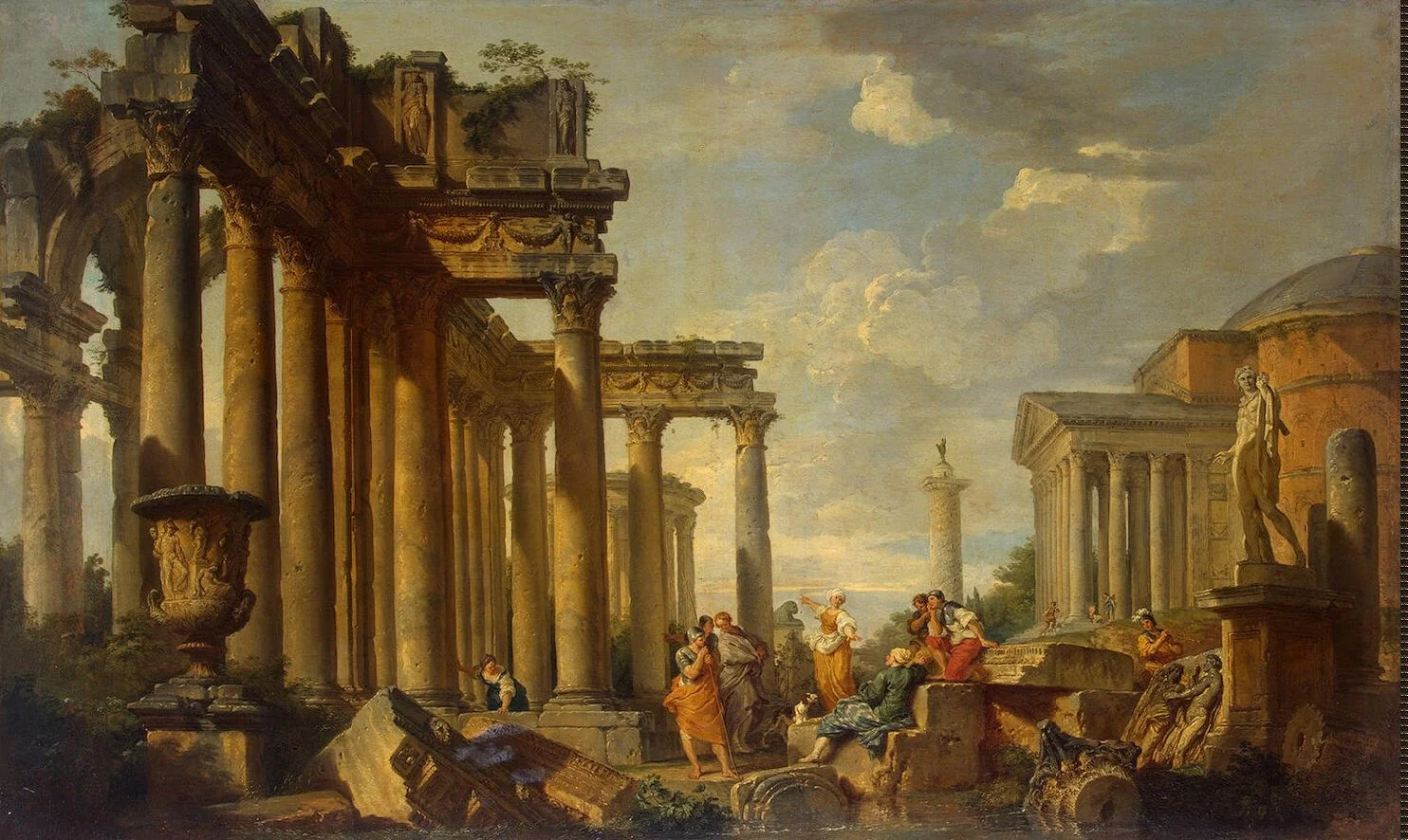 St Sibyl's Sermon in Roman Ruins with the Statue of Apollo, detail