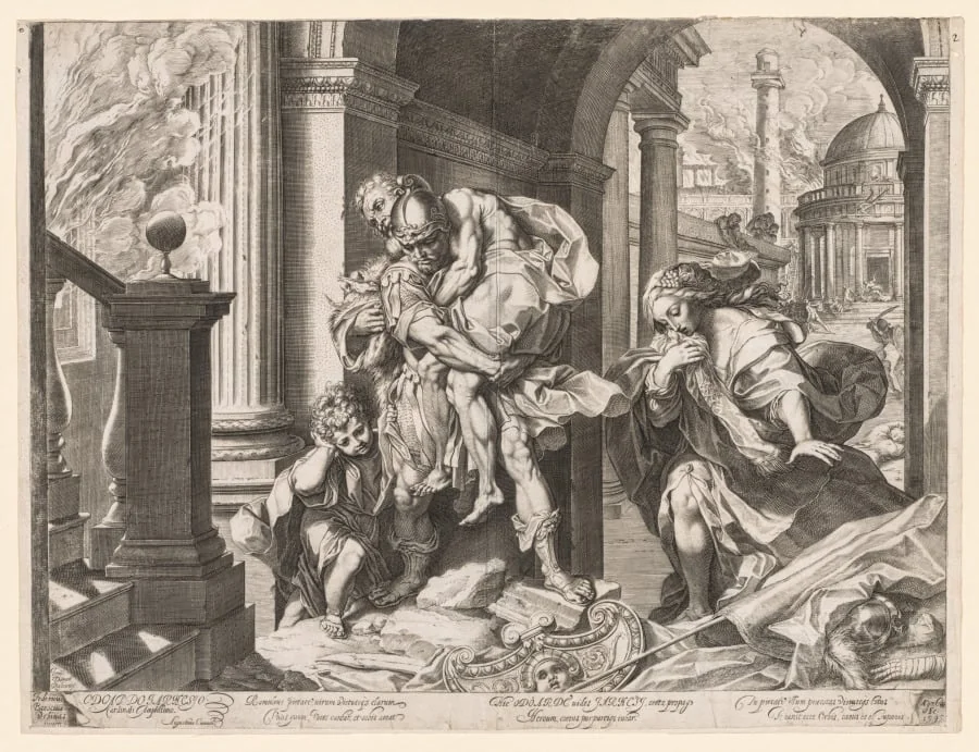 Aeneas and His Family Fleeing Troy, detail