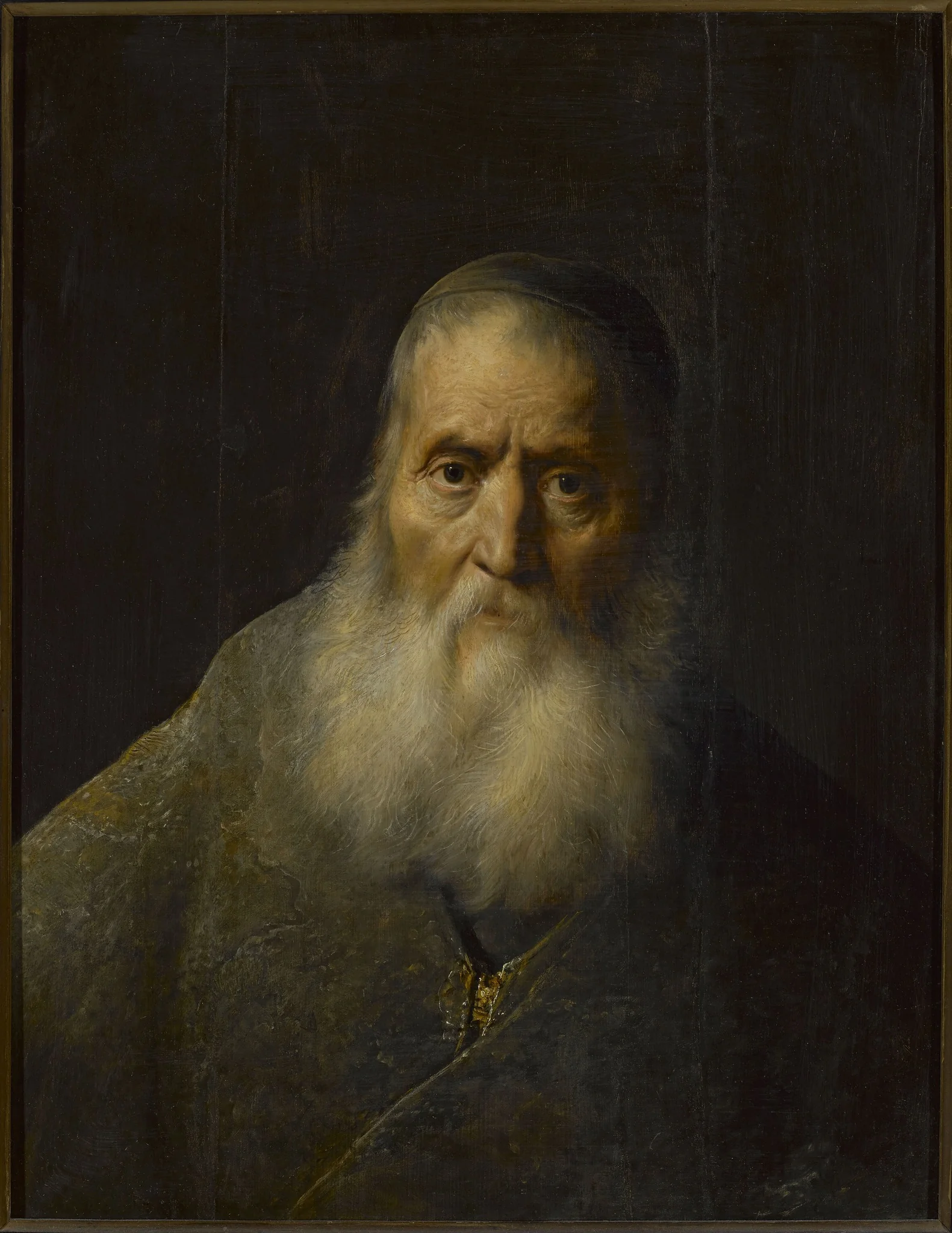 Old man in a skullcap, detail