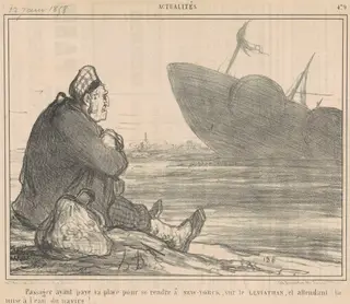Passager ayant payé ... pour se rendre a New-York ..., by Honoré Daumier, ink, 1858