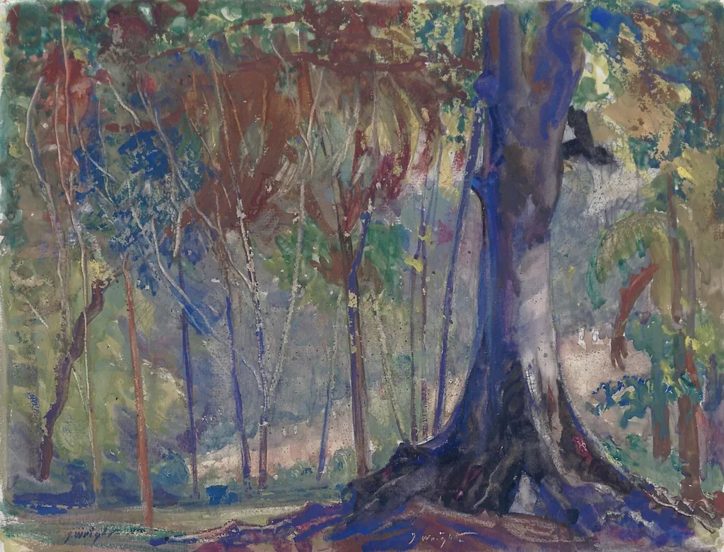 Almond Grove, Island of St. Christopher or St. Kitts, West Indies, by John Wright, watercolor