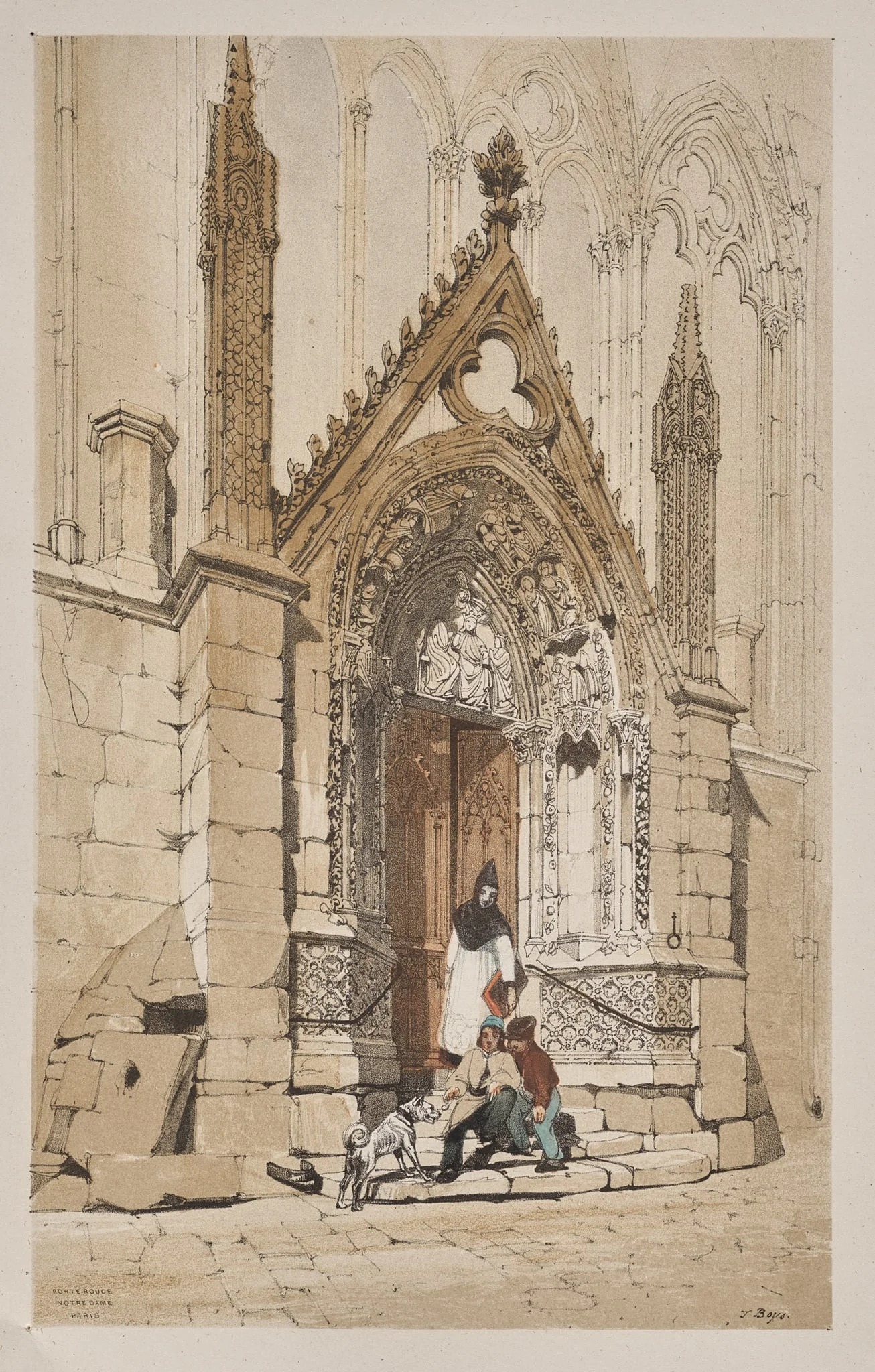 Picturesque Architecture in Paris, Ghent, Antwerp, Rouen: Porte Rouge, Nôtre Dame, Paris, detail