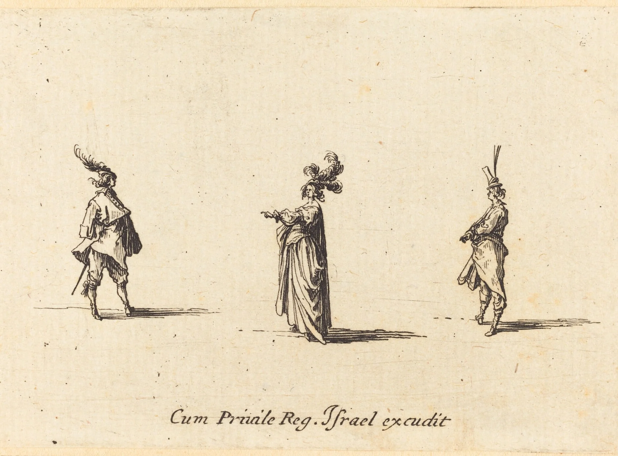 Lady with Plumed Hat, and Two Gentlemen, detail
