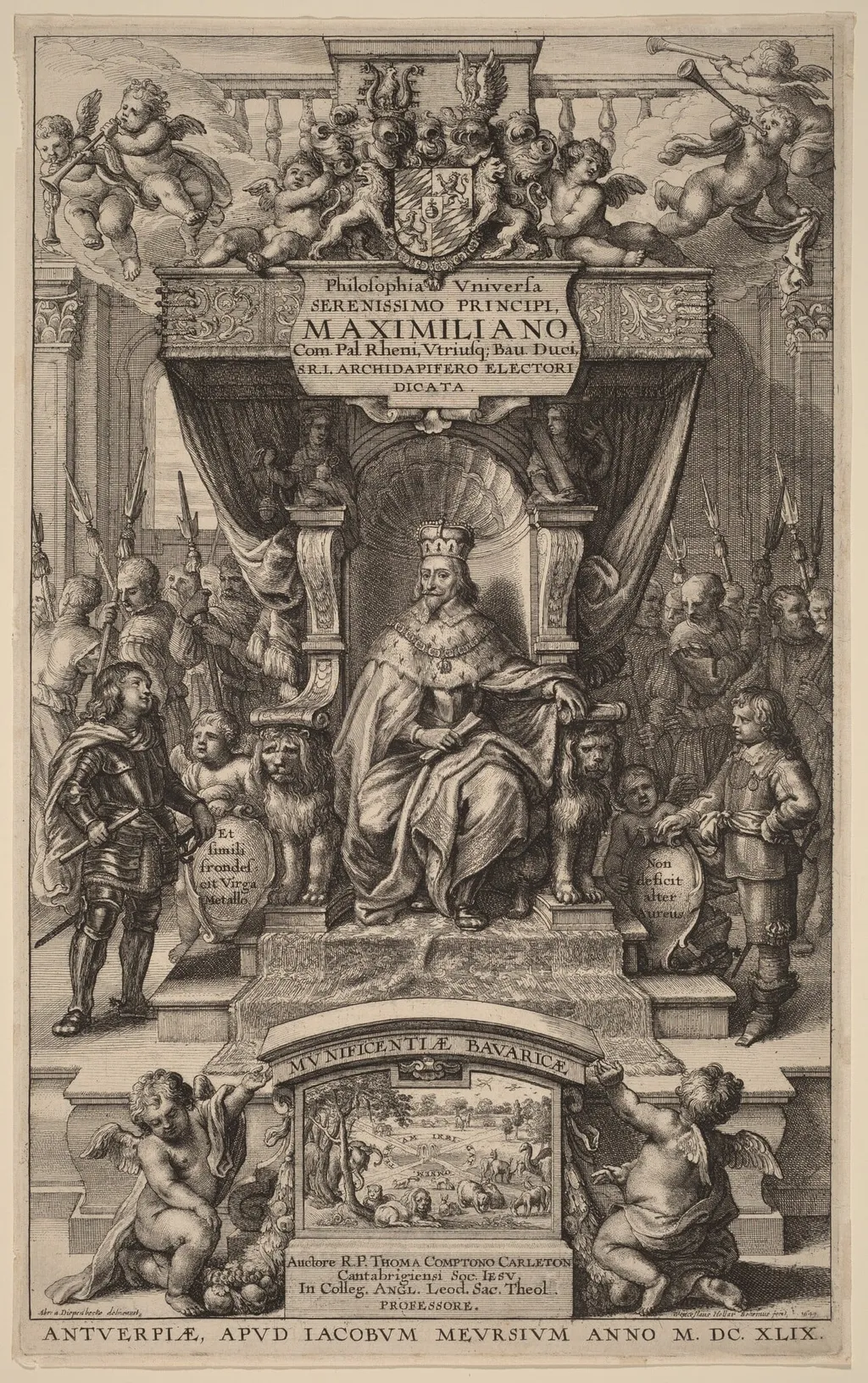 Title Page to "Philosophia Universia", by Wenceslaus Hollar, ink, 1649