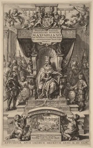 Title Page to "Philosophia Universia", by Wenceslaus Hollar, ink, 1649