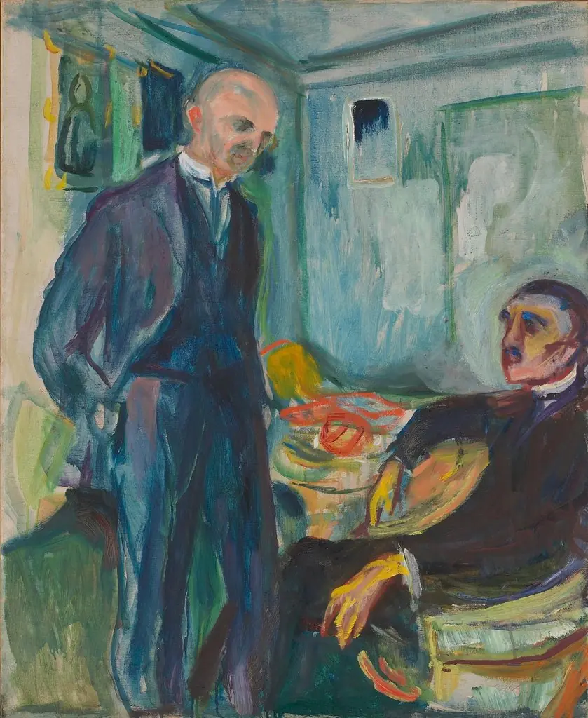 Lucien Dedichen and Jappe Nilssen, by Edvard Munch, oil, 1925