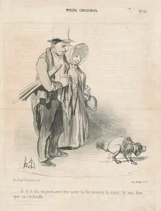 Je te le dis toujours, avec ton sucre..., by Honoré Daumier, ink, 1840