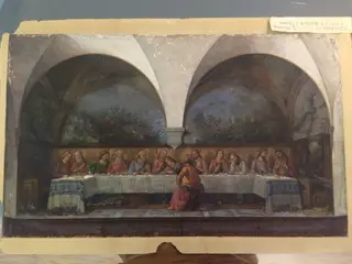 Copy after The Last Supper, Domenico Ghirlandaio in the Chiesa di Ognissanti (Florence), by Domenico Ghirlandaio, watercolor