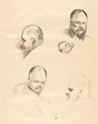 Ambroise Vollard, quatre esquisses (Ambroise Vollard, four sketches), by Jean-Louis Forain, ink, 1910