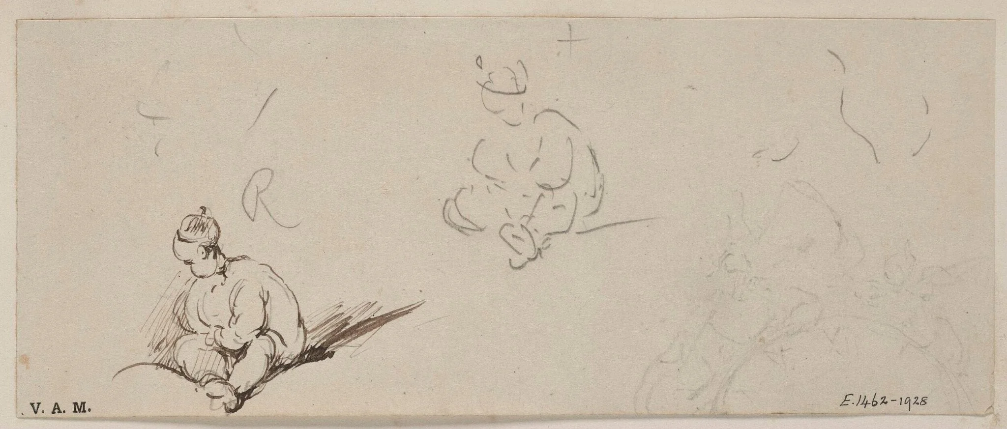 Two sketches of a Chinese child, detail