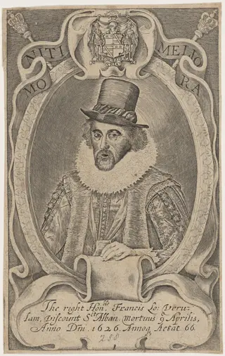 Sir Francis Bacon, by Simon van de Passe, ink, 1621