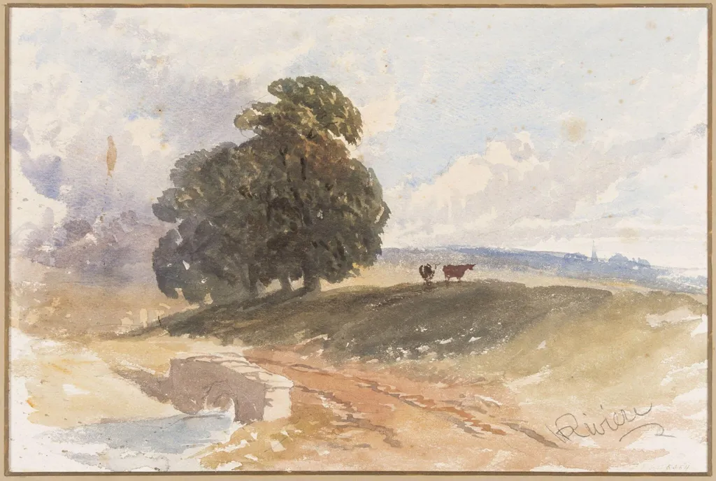 Trees, Rustic Bridge, etc, by henry riviere, watercolor, 1811