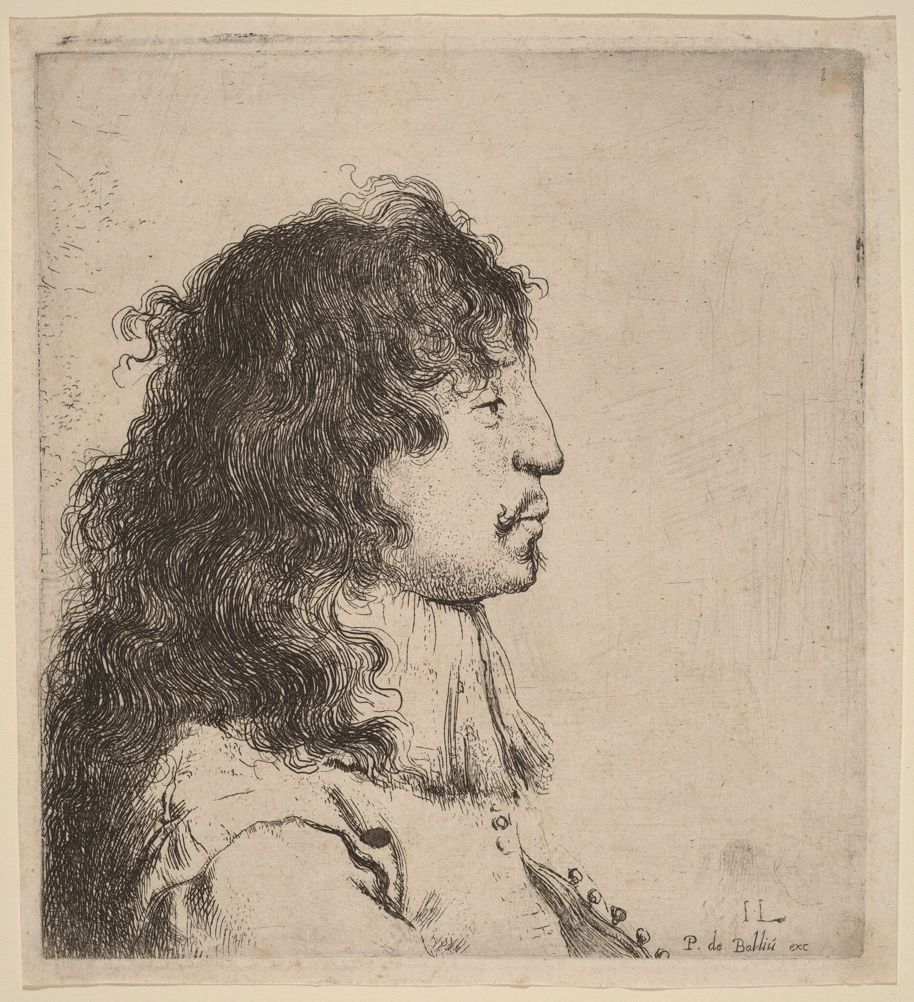 Bust of a Young Man in Profile, Facing Right, detail