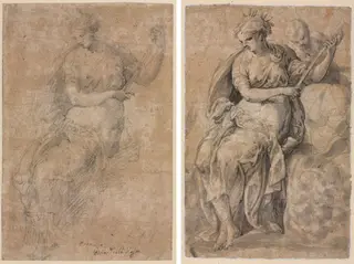 Allegorical Figure (recto and verso), by Niccolò dell'Abbate, 1542