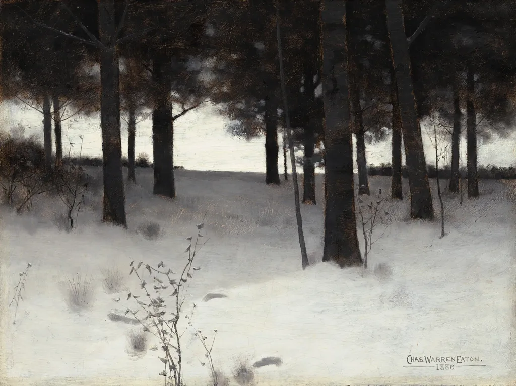 Woods in Winter, by Charles Warren Eaton, oil, 1886
