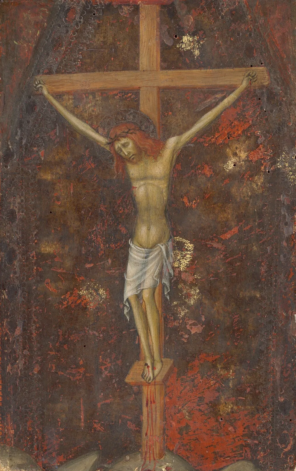Christ on the Cross [reverse], by Andrea di Bartolo, tempera, 1385