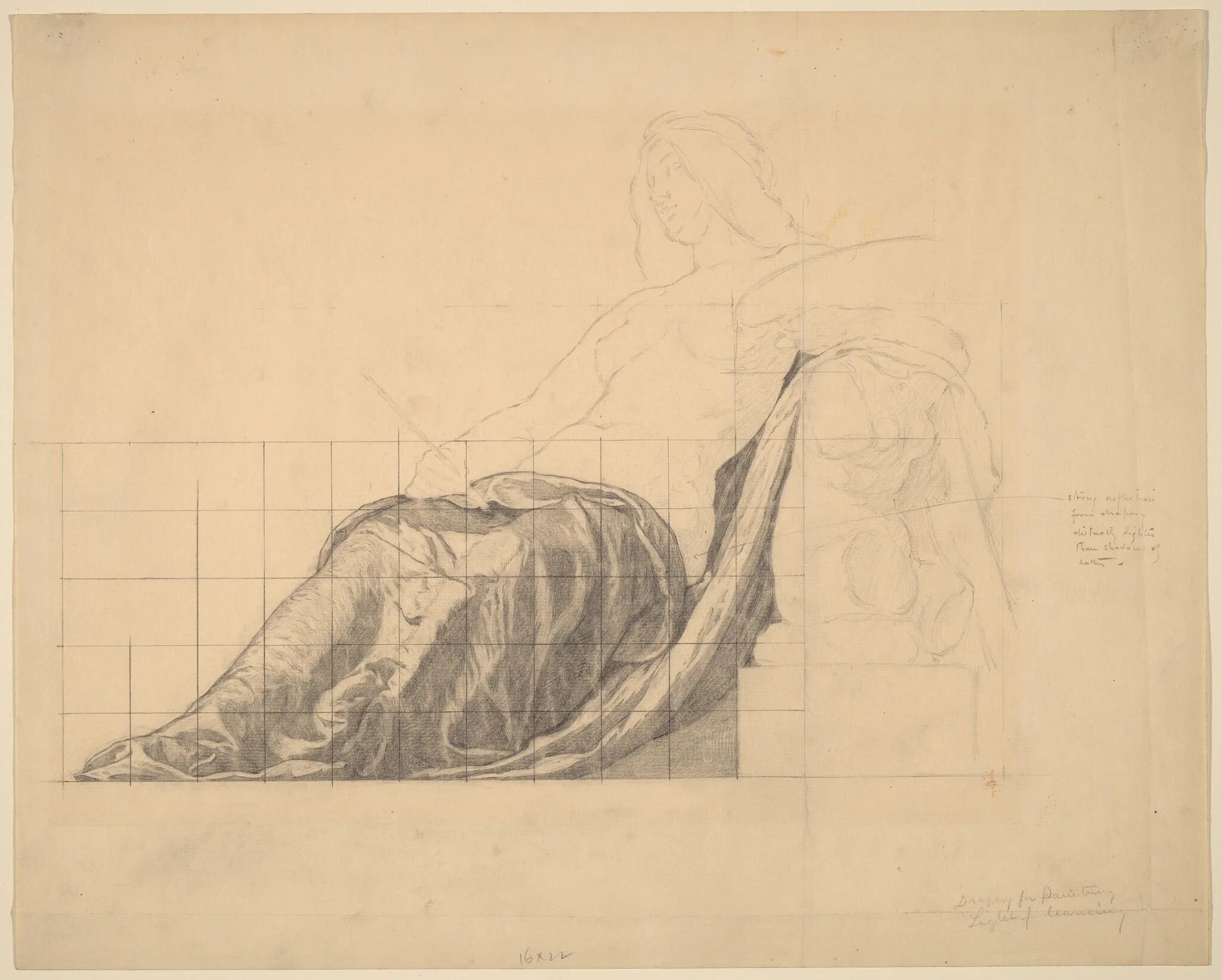 Drapery Study for Reclining Female Study for "Painting", detail