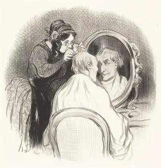 Un Monsieur qu'on rajeunit trop, by Honoré Daumier, ink, 1845