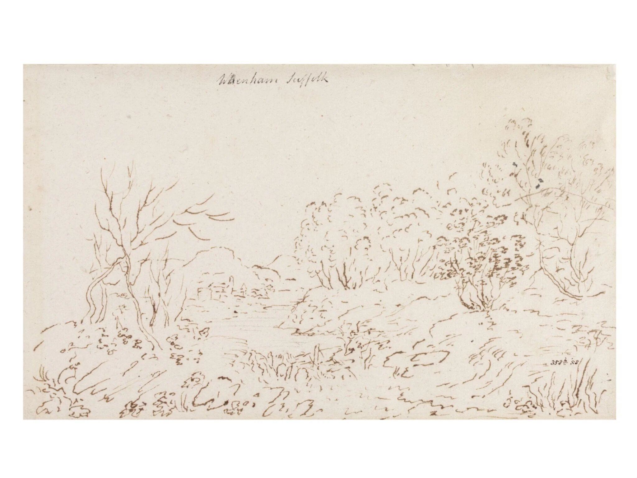 Landscape with a stream at Wenham, detail