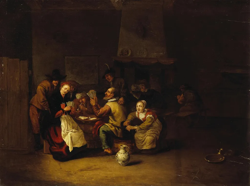 Card-Playing, by Hendrick Bogaert, oil, 1650