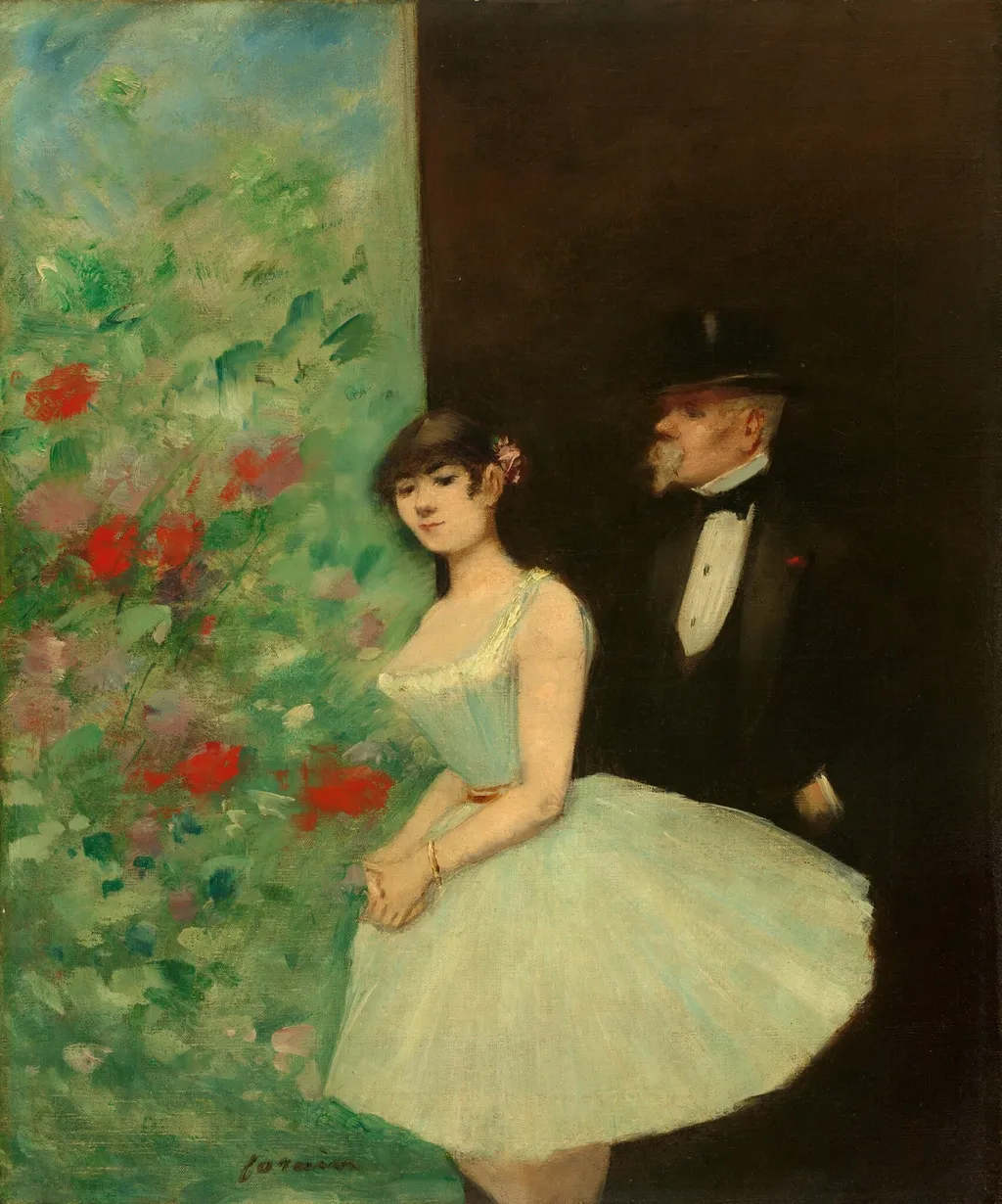 Behind the Scenes, by Jean-Louis Forain, oil, 1880