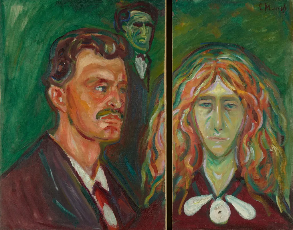 Caricature Portrait of Tulla Larsen, by Edvard Munch, oil, 1905