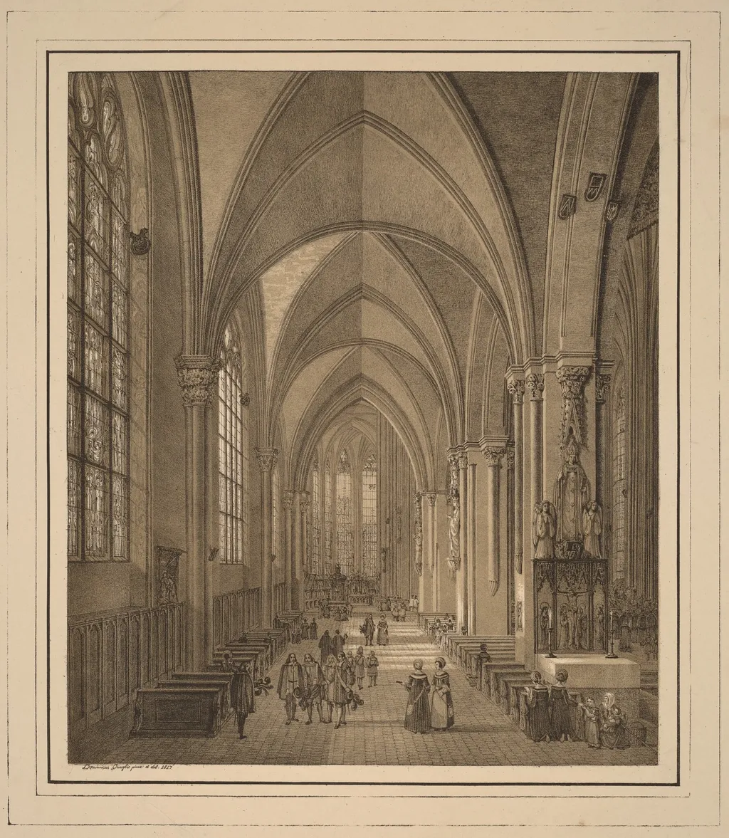 View of the Interior of the Church of St Sebald in Nuremberg, by Domenico Quaglio, ink, 1817