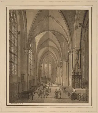 View of the Interior of the Church of St Sebald in Nuremberg, by Domenico Quaglio, ink, 1817