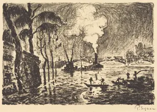 The Flooded Seine in 1910 (La Seine en crue, en 1910), by Paul Signac, ink, 1923
