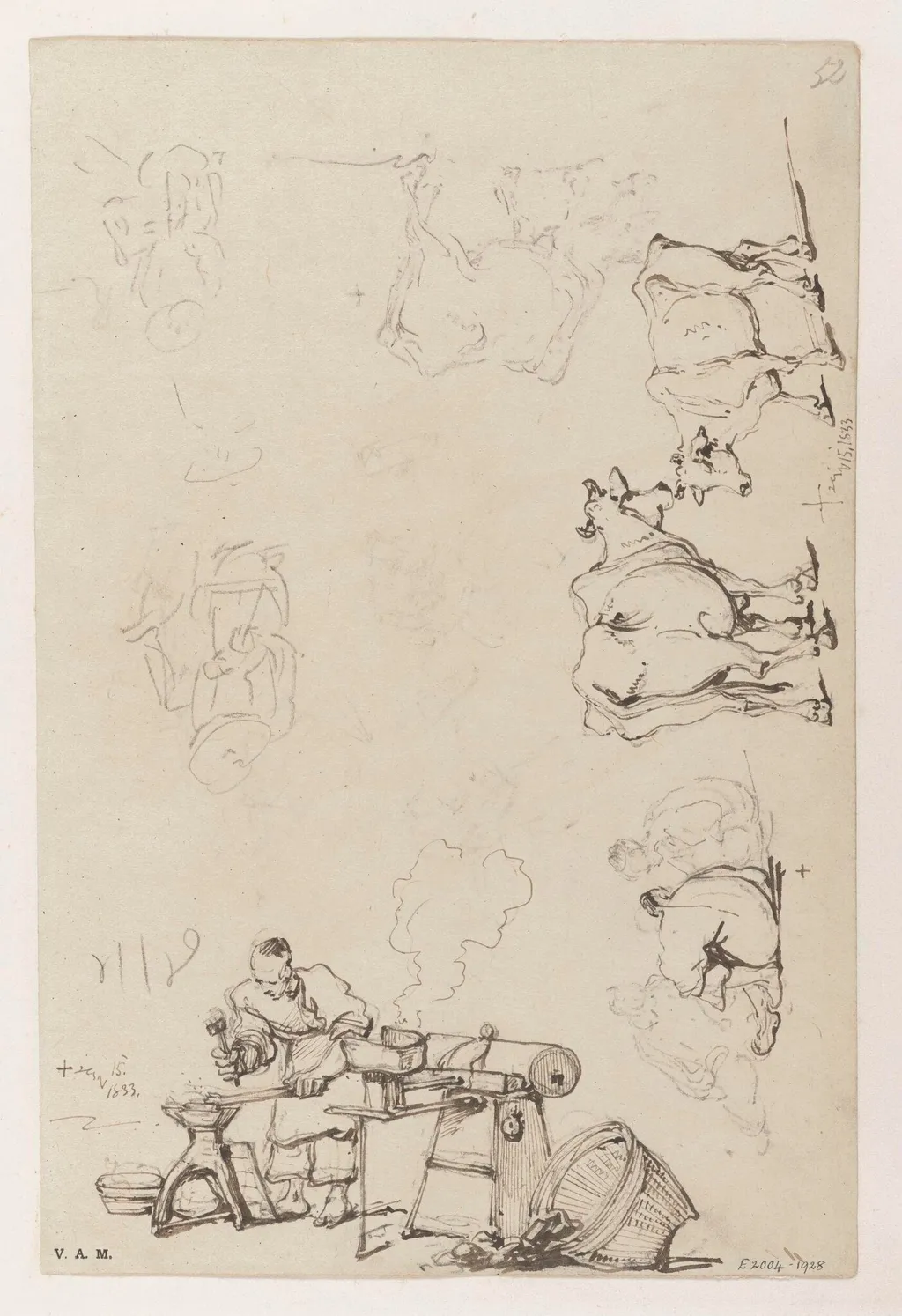 A blacksmith, and other sketches, by George Chinnery, 12