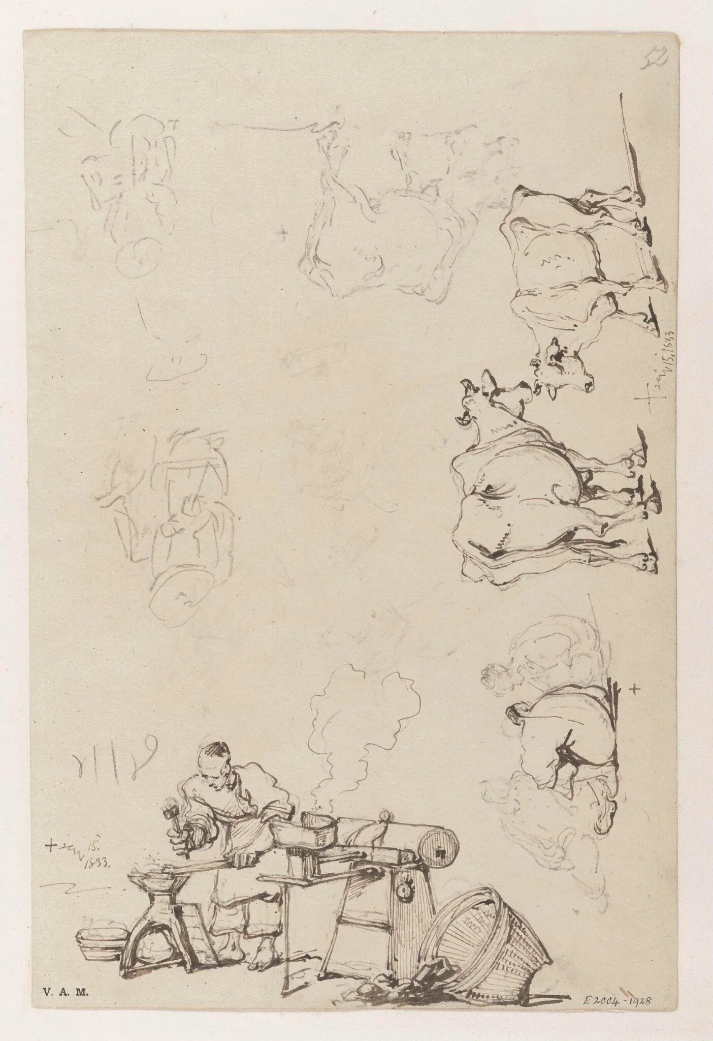 A blacksmith, and other sketches, detail