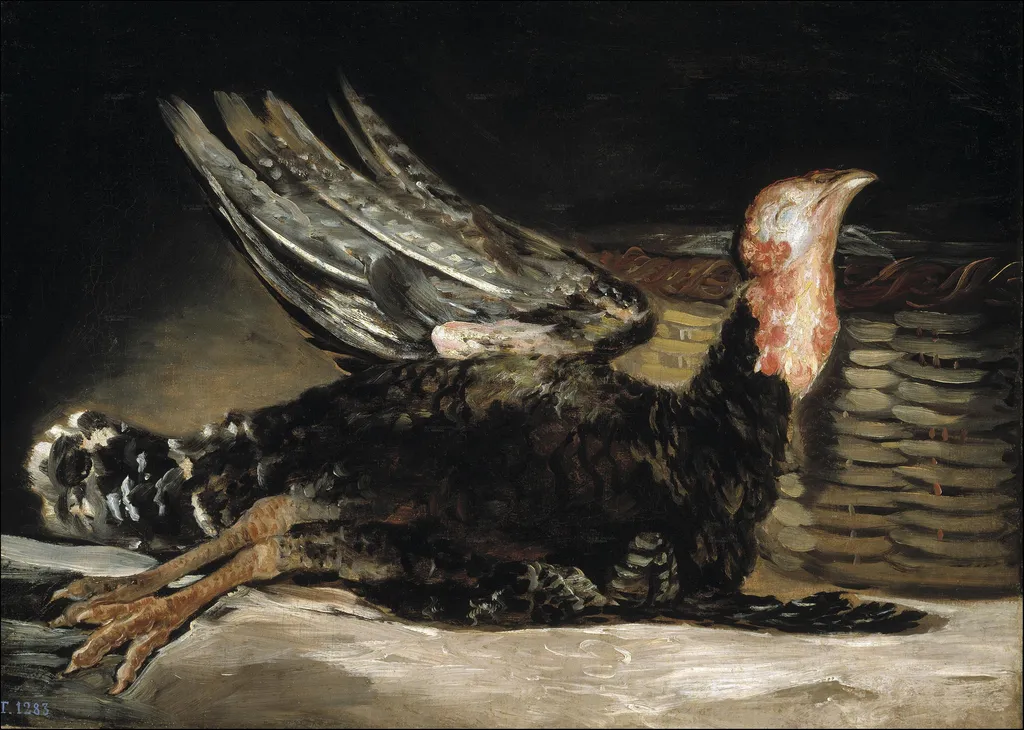 Dead turkey, by Francisco Goya, oil, 1808