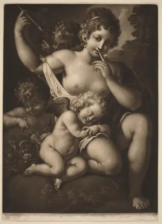 Venus and Amor, by Johann Peter Pichler, ink, 1800